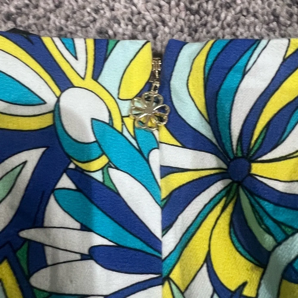 Kate Spade Anemone Floral Amelia Dress  Blue Green Sleeveless Pleated Size US 8 - Picture 13 of 14